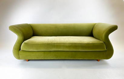 Fern Green Velvet Mid Century Italian Sofa