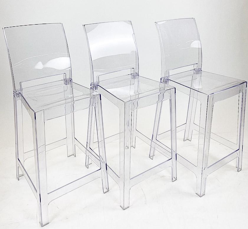 2nd Lot, 3 Kartell Clear Acrylic Counter Stools (1 of 7)