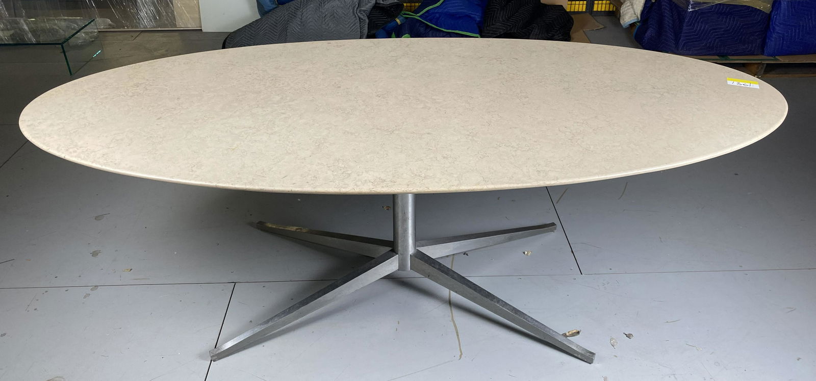 2nd Oval Italian Marble Table with Metal Base (1 of 8)