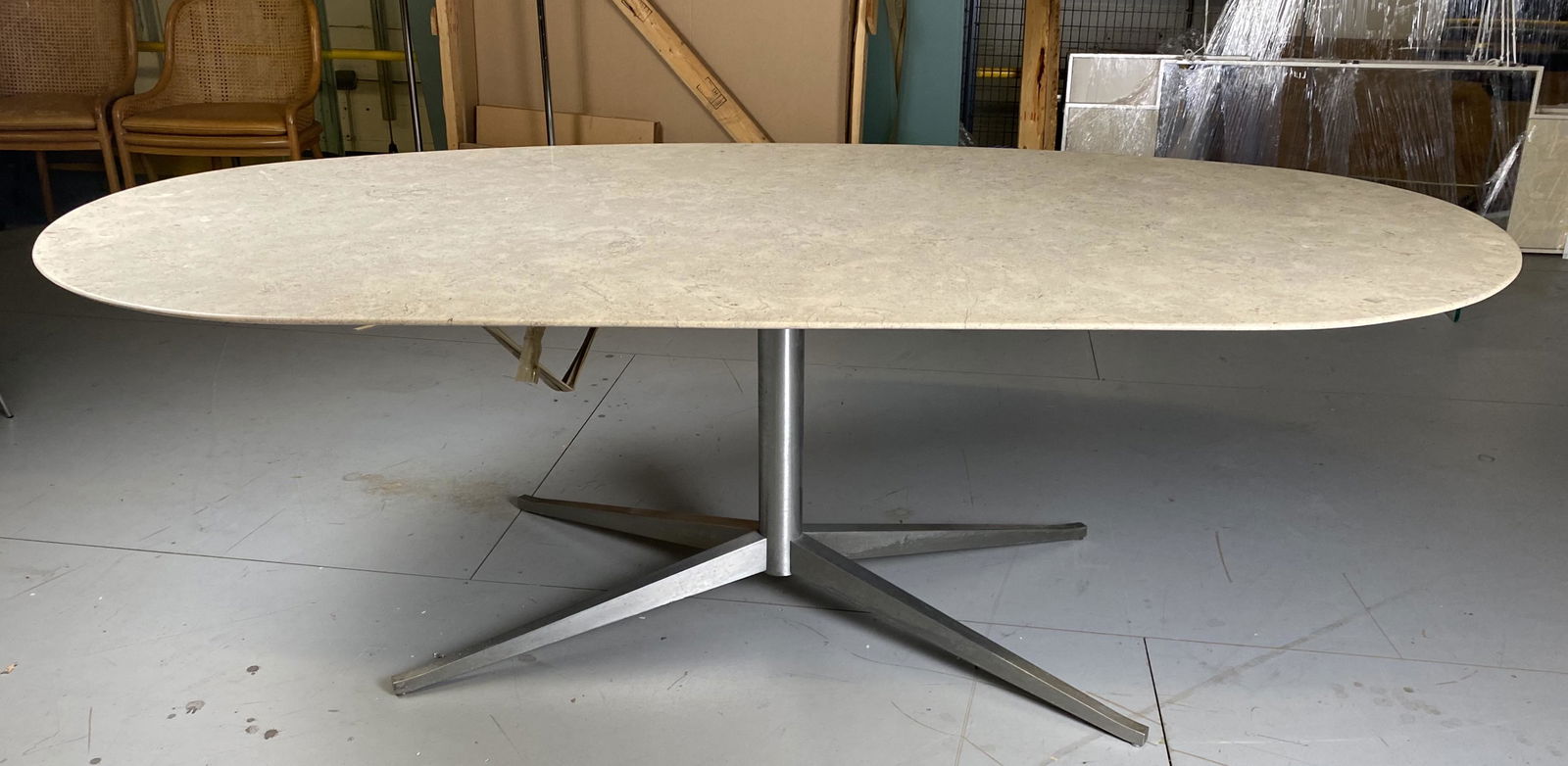 2nd Large Kidney Shaped Italian Marble Pedestal Table (1 of 7)