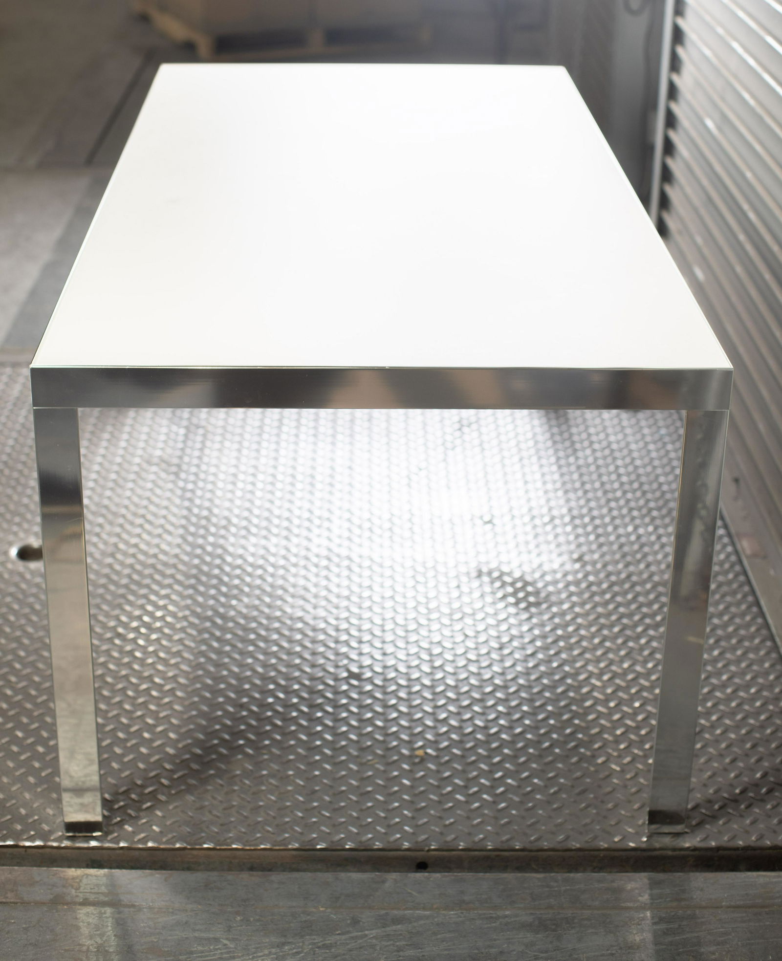 Smaller White Conference table on Chrome legs (1 of 11)