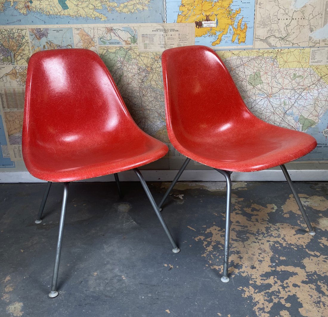 2 Eames Herman Miller Red Fiberglass Side Chairs (1 of 20)
