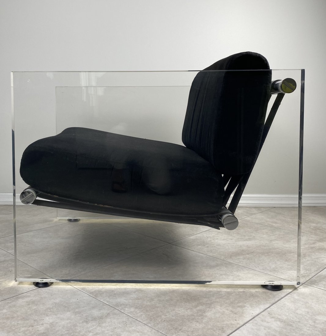 Vintage Lucite, Leather and Aluminum Lounge Chair (1 of 13)