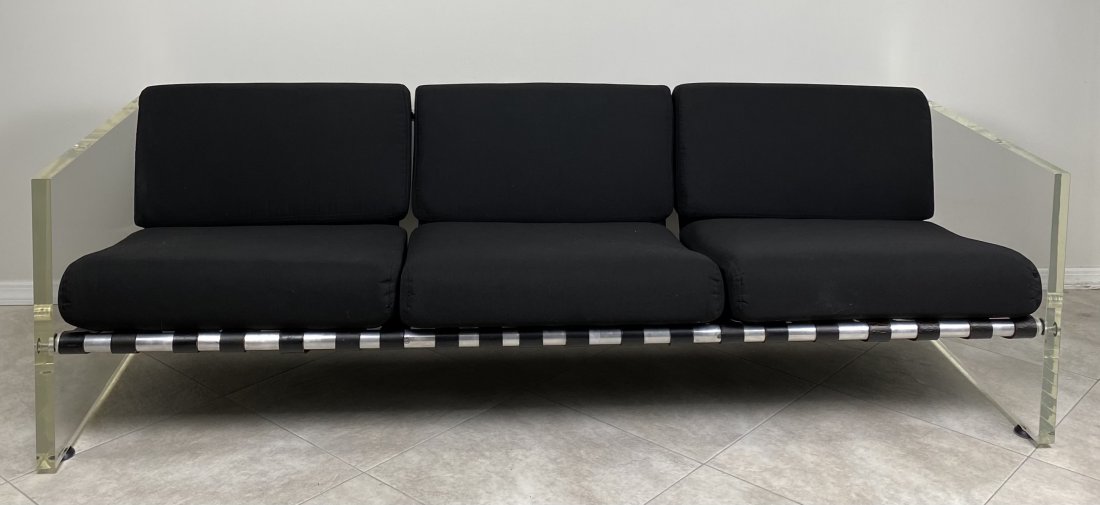 Vintage Lucite, Leather and Aluminum Sofa (1 of 20)