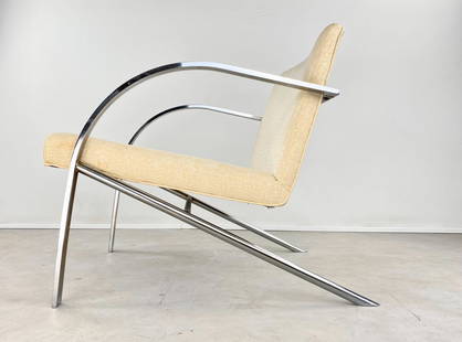 Paul Tuttle Style Arco Mid-Century Chrome Lounge Chair: Arco Lounge Chair. Chair has been reupholstered so original manufacturer stickers have been removed. Dimensions 27.25" x D 34"x Seat Height 16.5" without cushion /18" with cushion x Overall height 27"