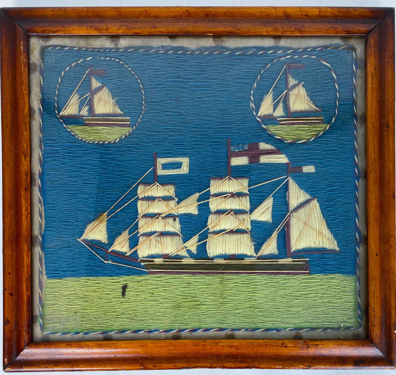 Antique Hand Sewn Ships in Frame (1 of 17)