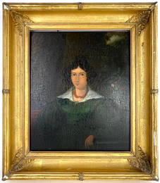 Early American Oil Painting, Portrait of Woman