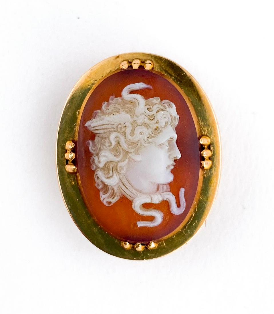 14k Gold Edwardian Cameo Lapel Pin (1 of 10)