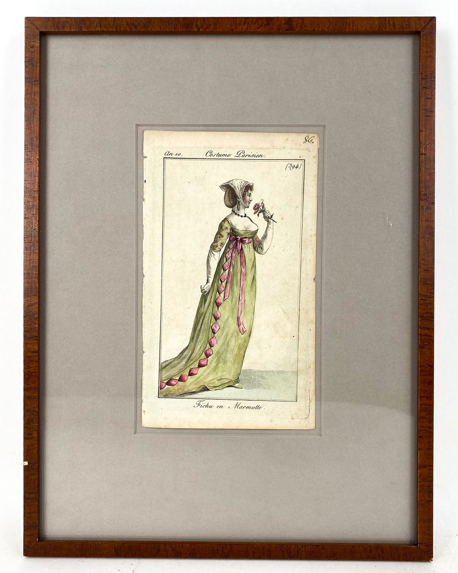 Four Framed Antique French Costume Fashion Plates (1 of 20)