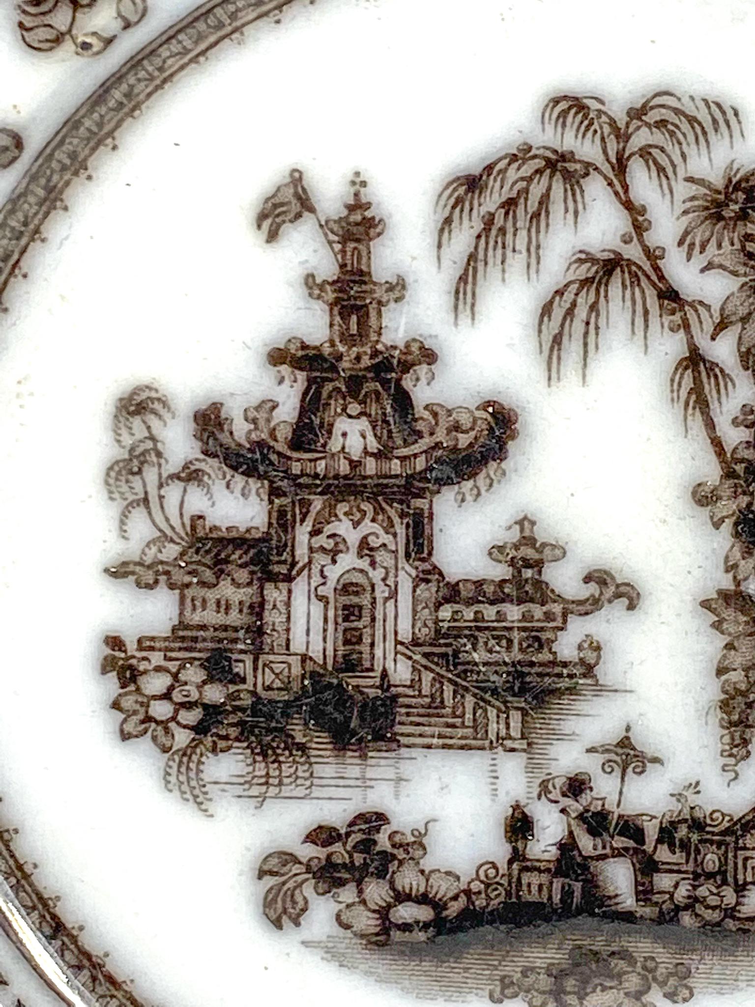 4 Antique PW & Co Corean Black Transferware Plates (1 of 20)