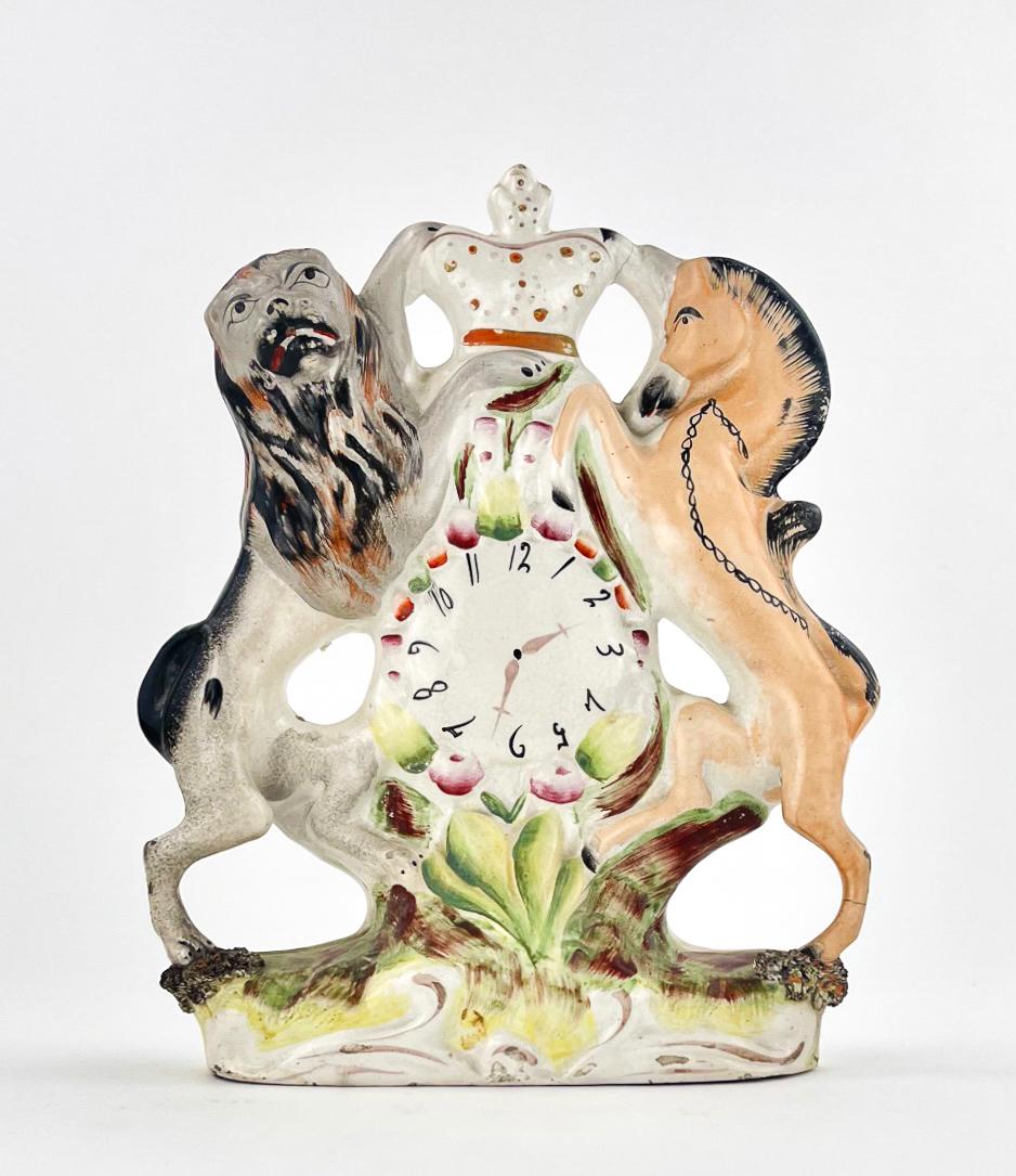 Staffordshire Pottery Figure Unicorn And Lion Leaning (1 of 10)