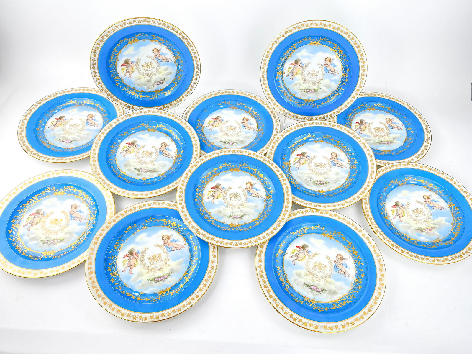 12 Sevres 1846 Celeste Blue Cherub Plates (1 of 17)
