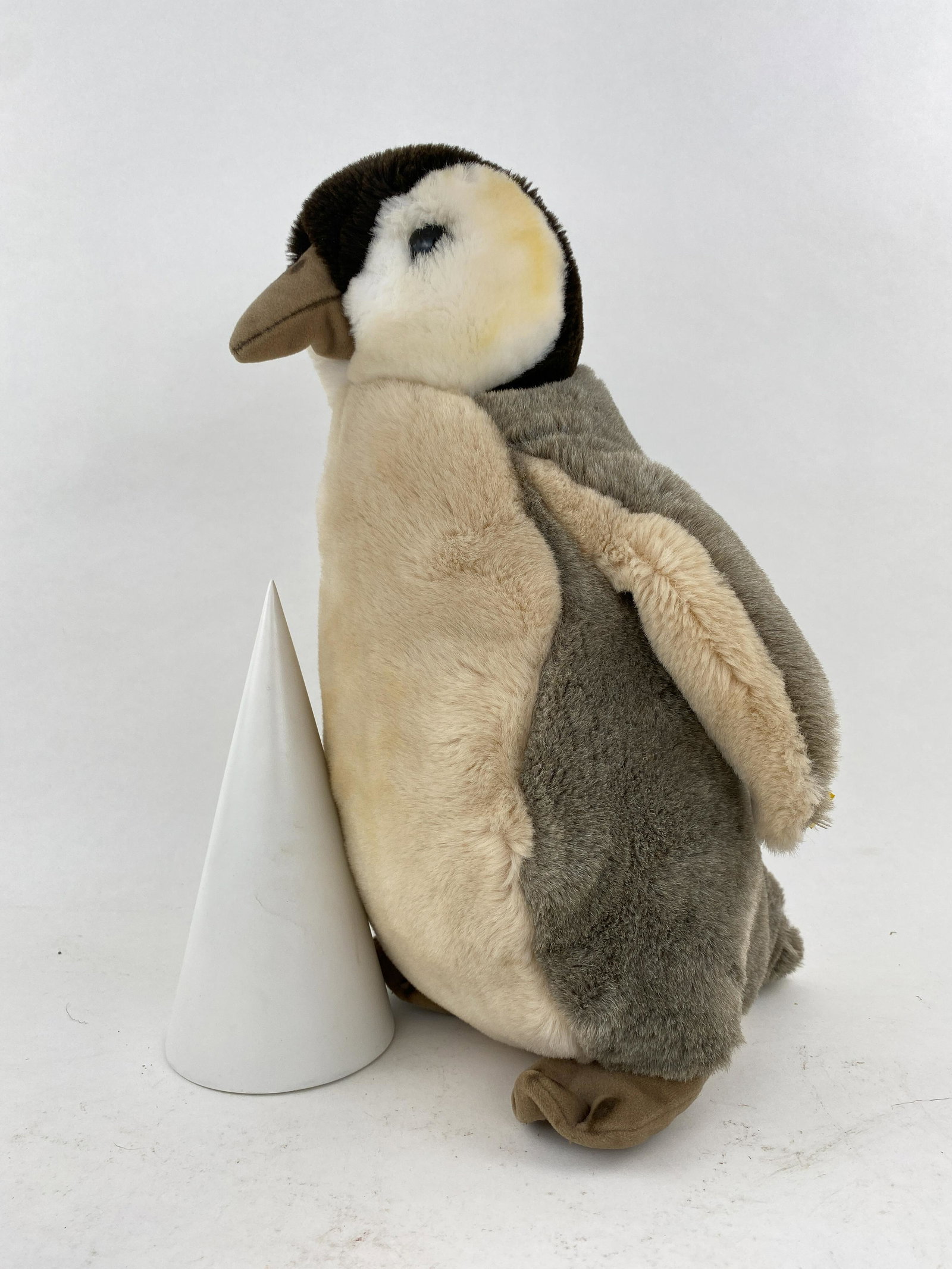 Steiff Large Stuffed Penguin Toy: Collectors item large Steiff penguin stuffed toy with mohair coat and glass eyes. Tag number 2507/38 Made in Western Germany.