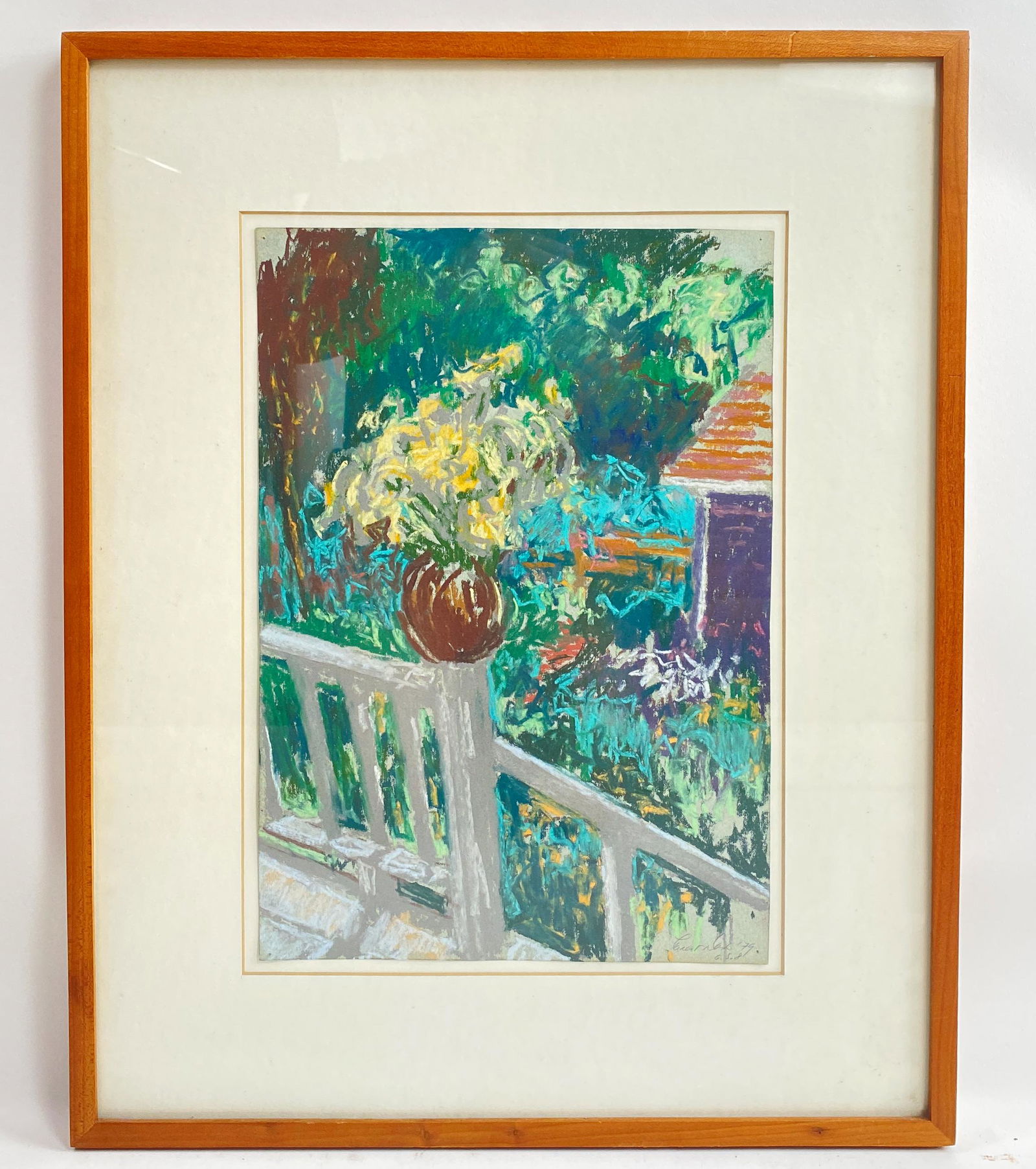 Robert Dash "Garden Series" Pastel on Paper Signed and Dated: Robert Dash has been known for his whimsical paintings, prose, and plants. He is a celebrated artist with displays at Parrish Art Museum. He created the famous "Madoo Garden" in Sagaponack. Purchased
