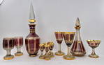 Set of 12 Moser Bohemian Glass and Decanter