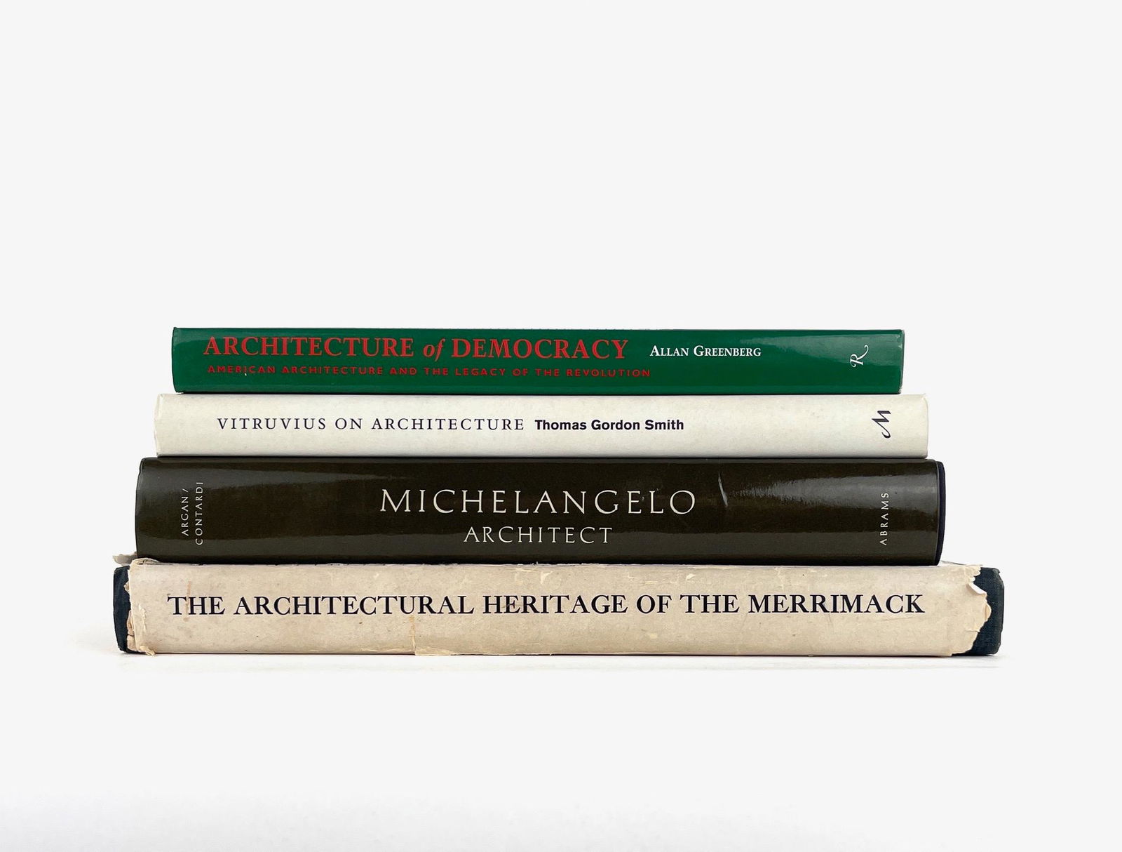 Books on Architecture, Architecture of Democracy, Michelangelo: Architectural Heritage of the Merrimack, Vitruvius on Architecture, Michael Gordon Smith, Michelangelo, and Architecture of Democracy By Allan Greenberg.
