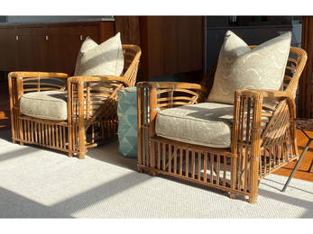 Stick Rattan President's Lounge Chairs by McGuire