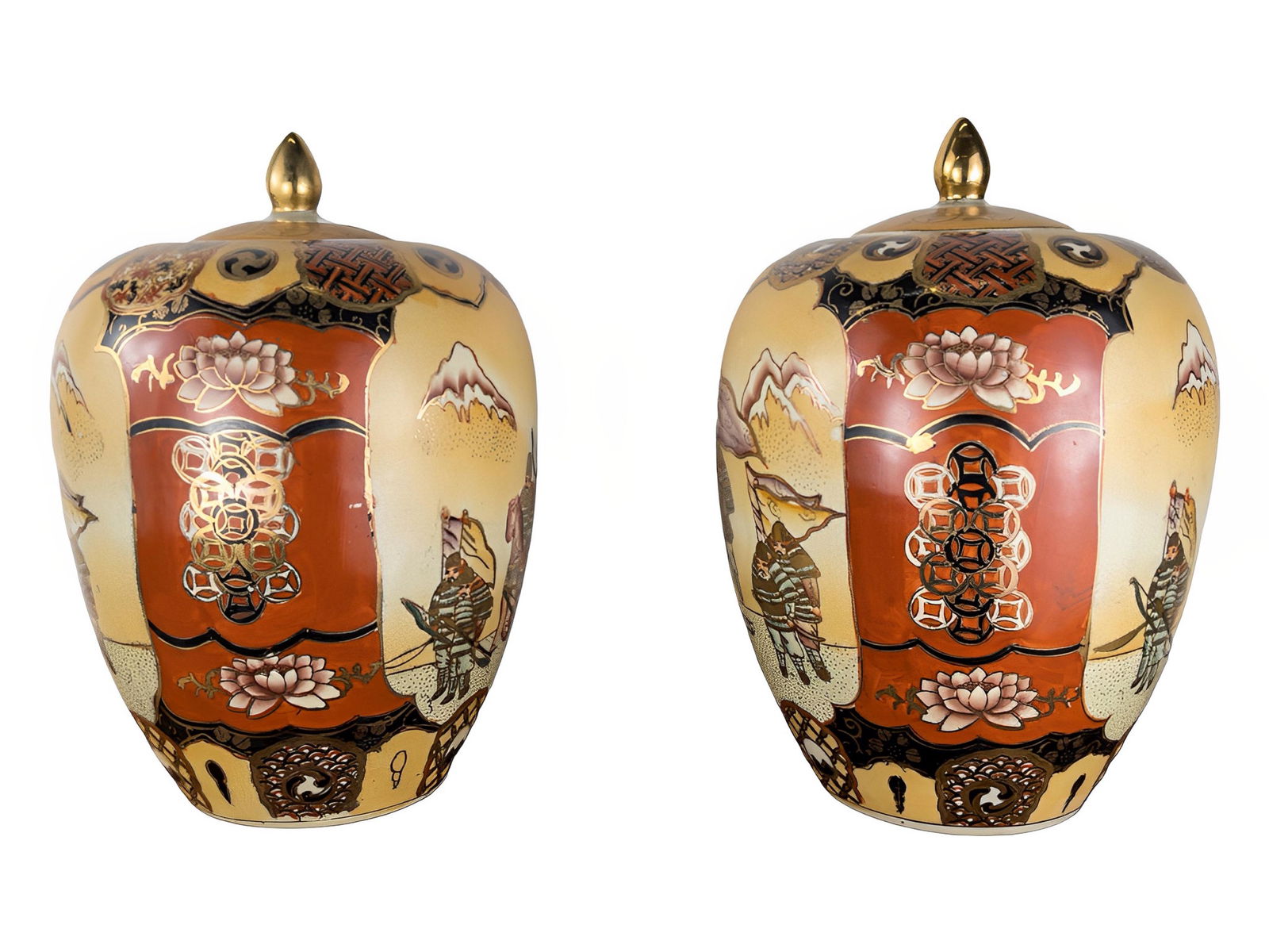 Pair Japanese Satsuma Porcelain Ginger Jars (1 of 16)