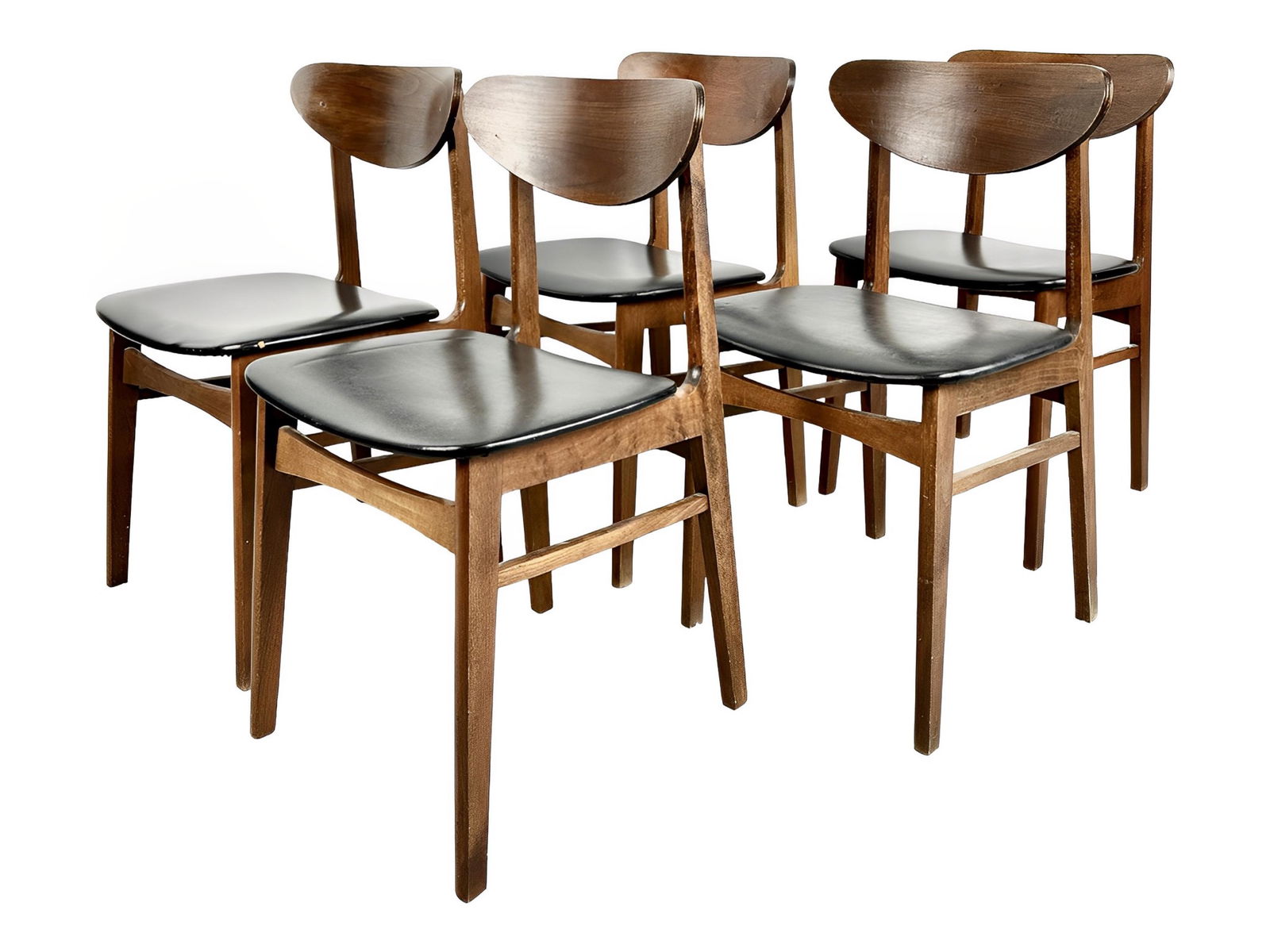 5 Mid Century Modern Walnut Shell Back Side Chairs (1 of 12)