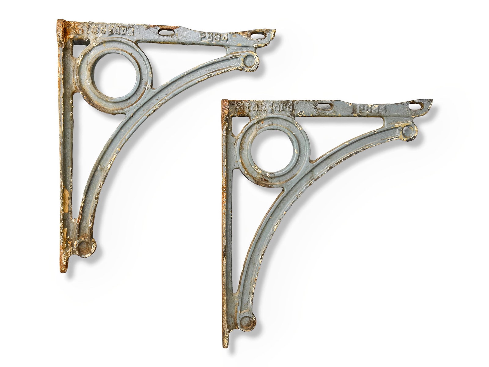 Large Antique Industrial Standard American Iron Brackets (1 of 5)