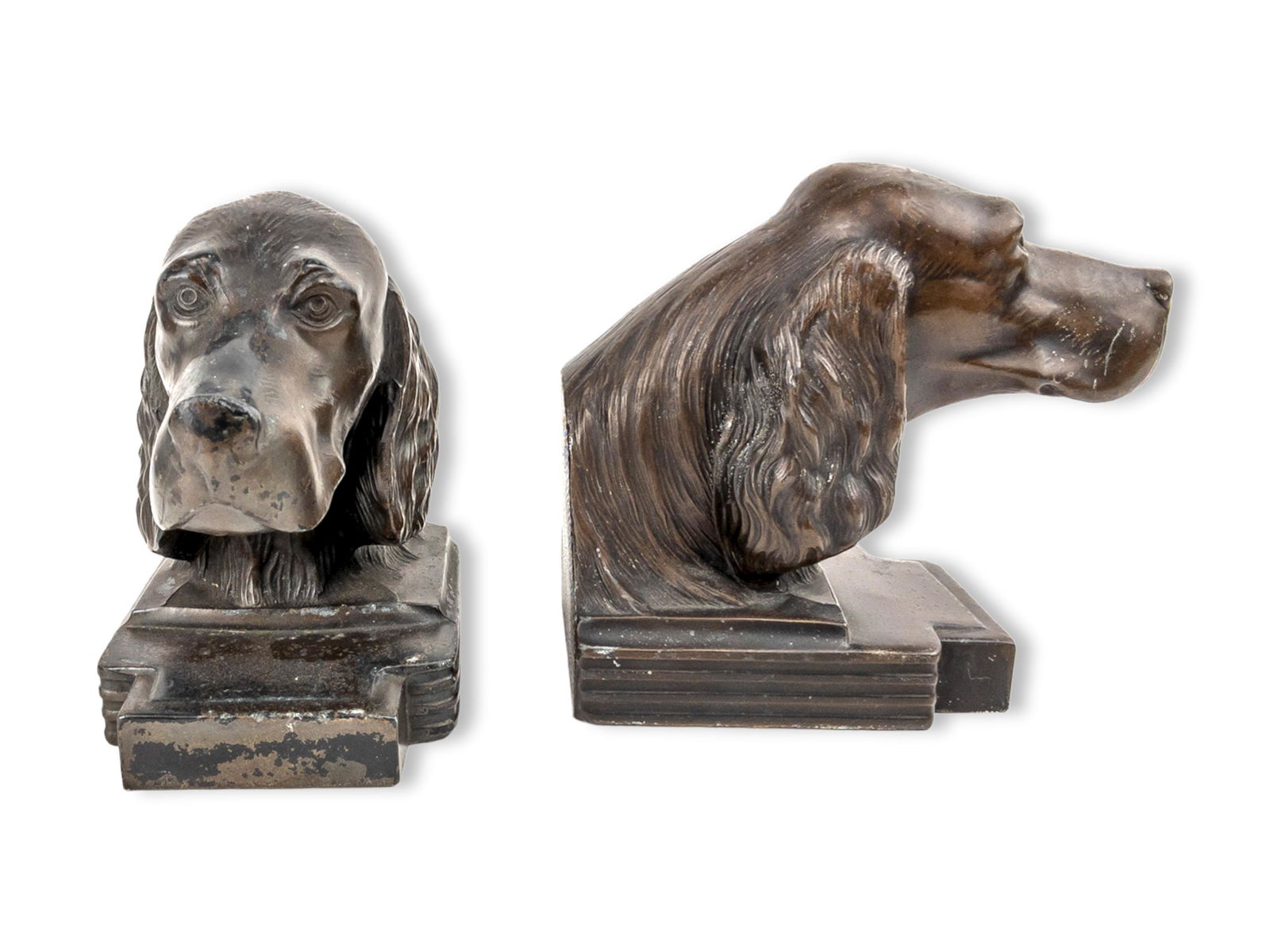 Vintage Cast Bronze Dog Head Book Ends (1 of 8)