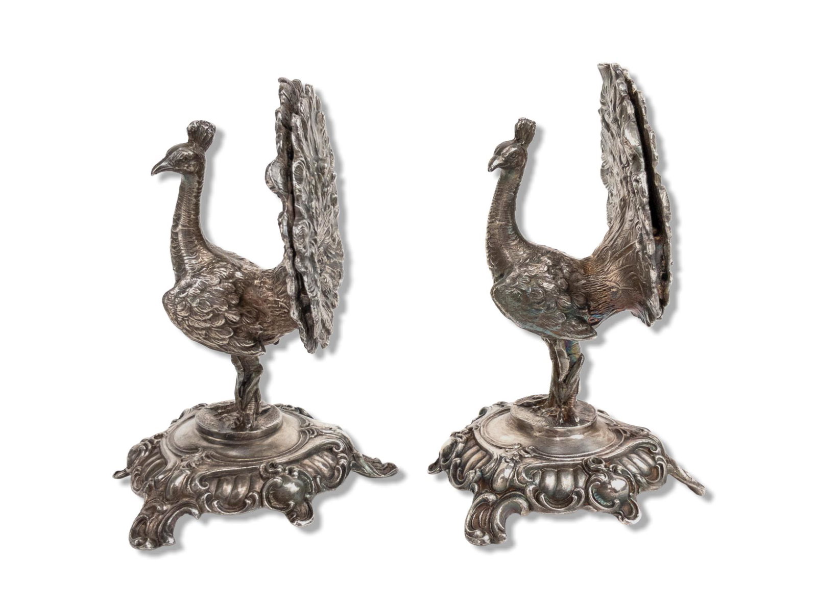 Pair Silver Plate Peacock Place Card Holders (1 of 8)