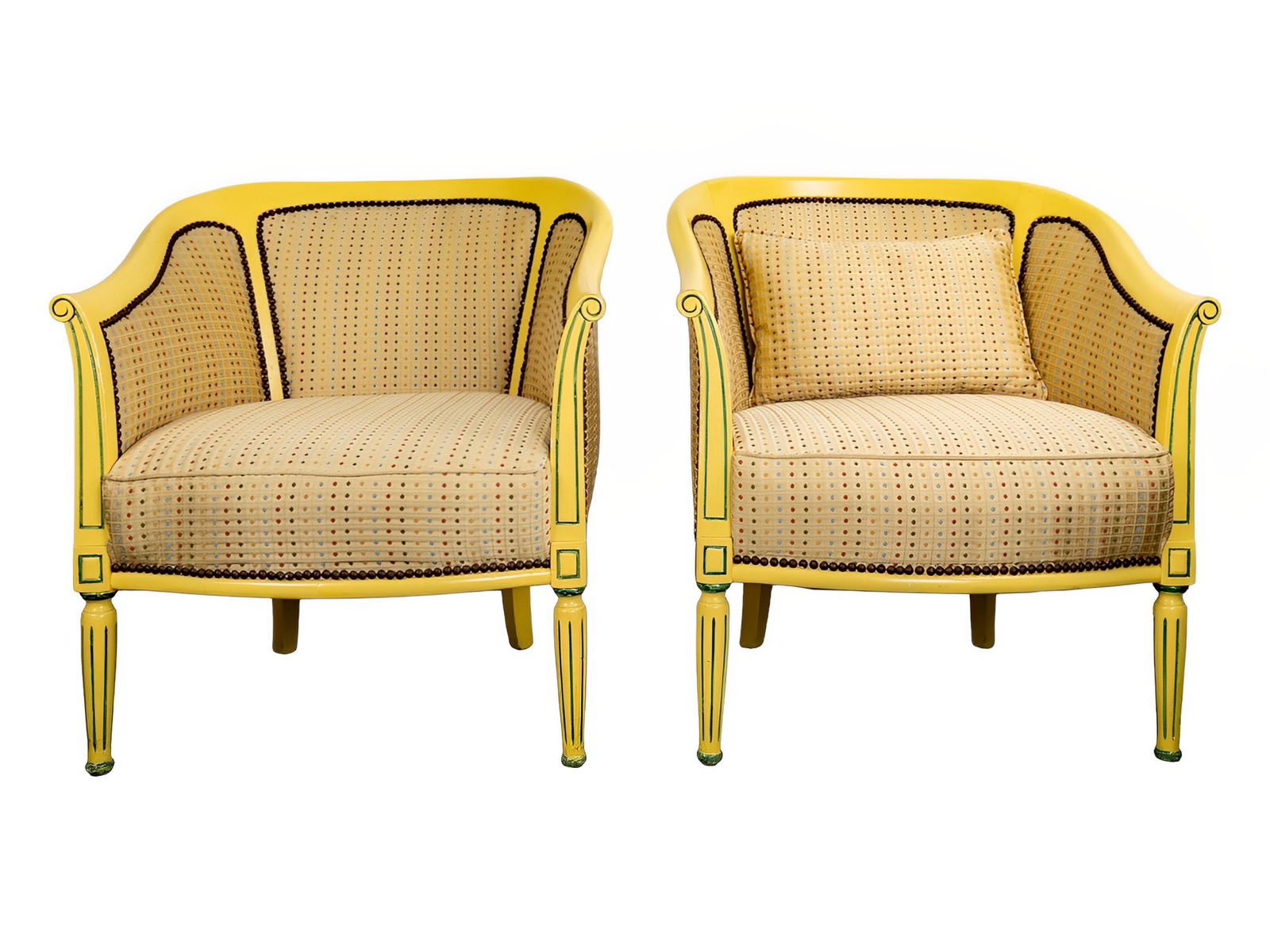 Pair of Painted Yellow Bergere Chairs (1 of 19)