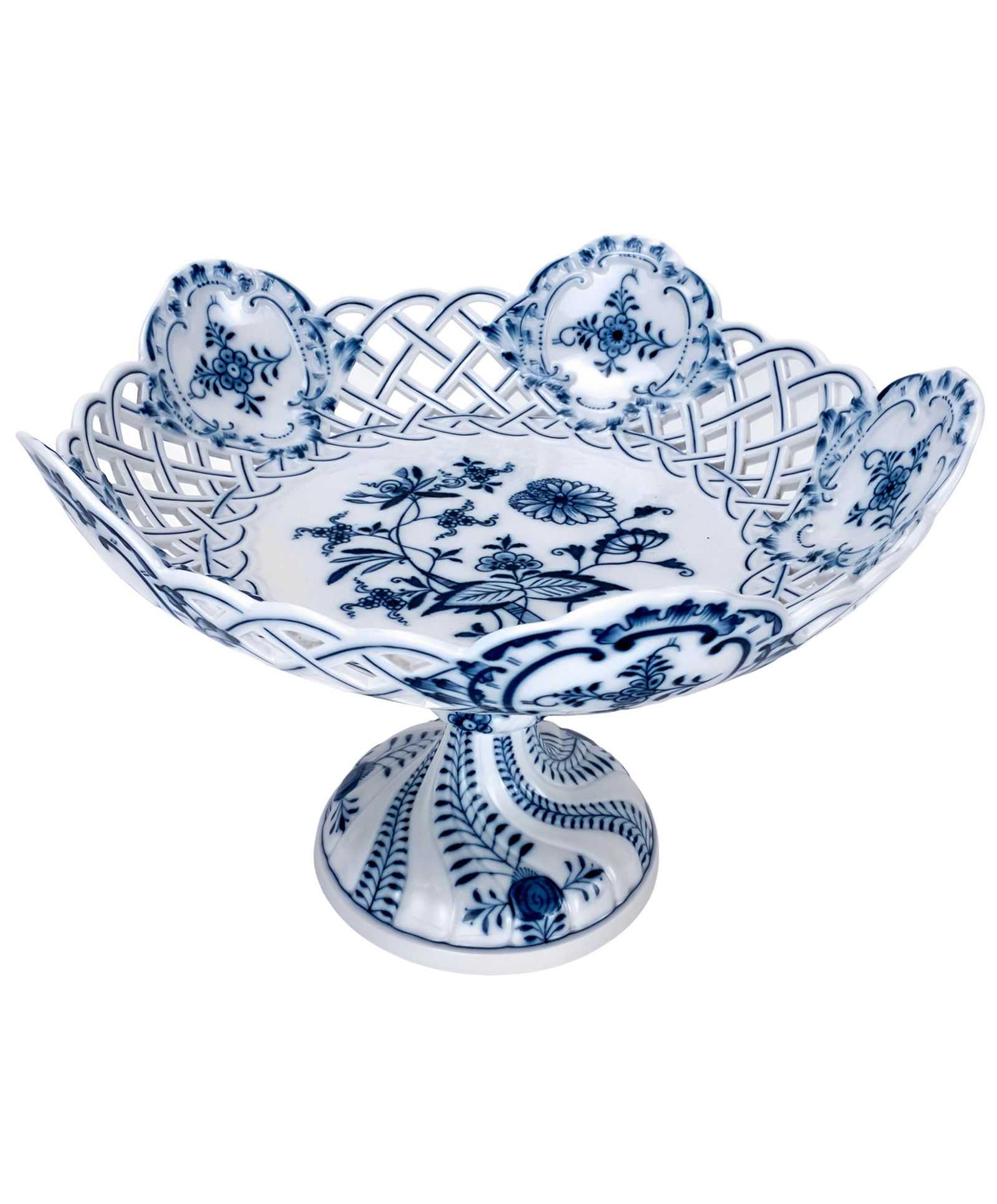 Antique Meissen Blue Onion Pattern Pierced Openwork Compote (1 of 10)