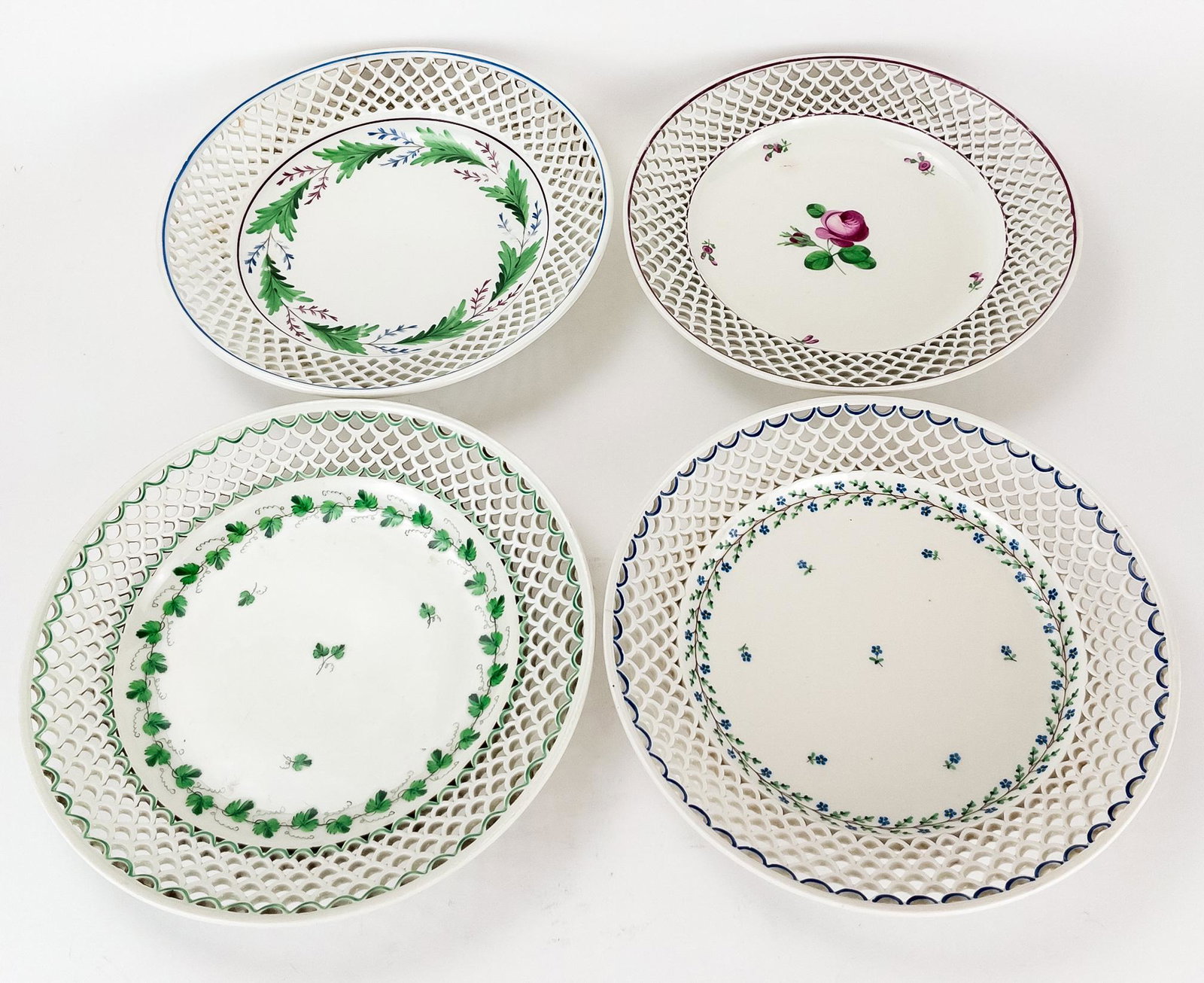 4 Antique c. 18th /19th C, Royal Vienna Reticulated Plates (1 of 12)