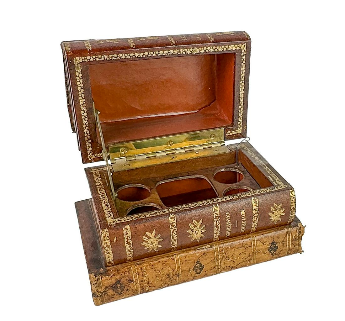 19th C. Liquor Cellar, Leather Covered Book Stack Music Box (1 of 14)