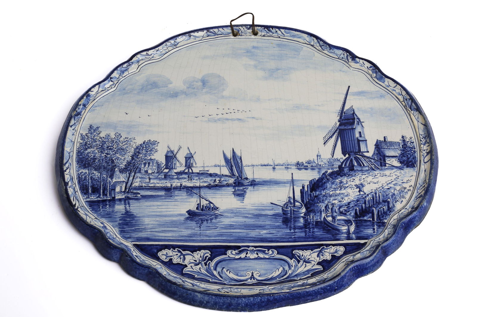 Antique Signed Dutch Delft Landscape Wall Plaque (1 of 6)