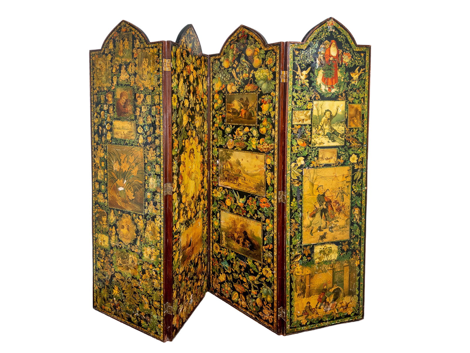 Victorian Double Sided Four Panel Decoupage Screen (1 of 20)