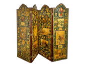 Victorian Double Sided Four Panel Decoupage Screen