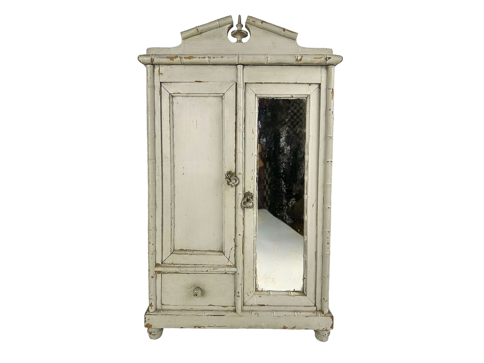 24" Tall Miniature Antique French Bamboo Mirrored Armoire Prototype (1 of 12)