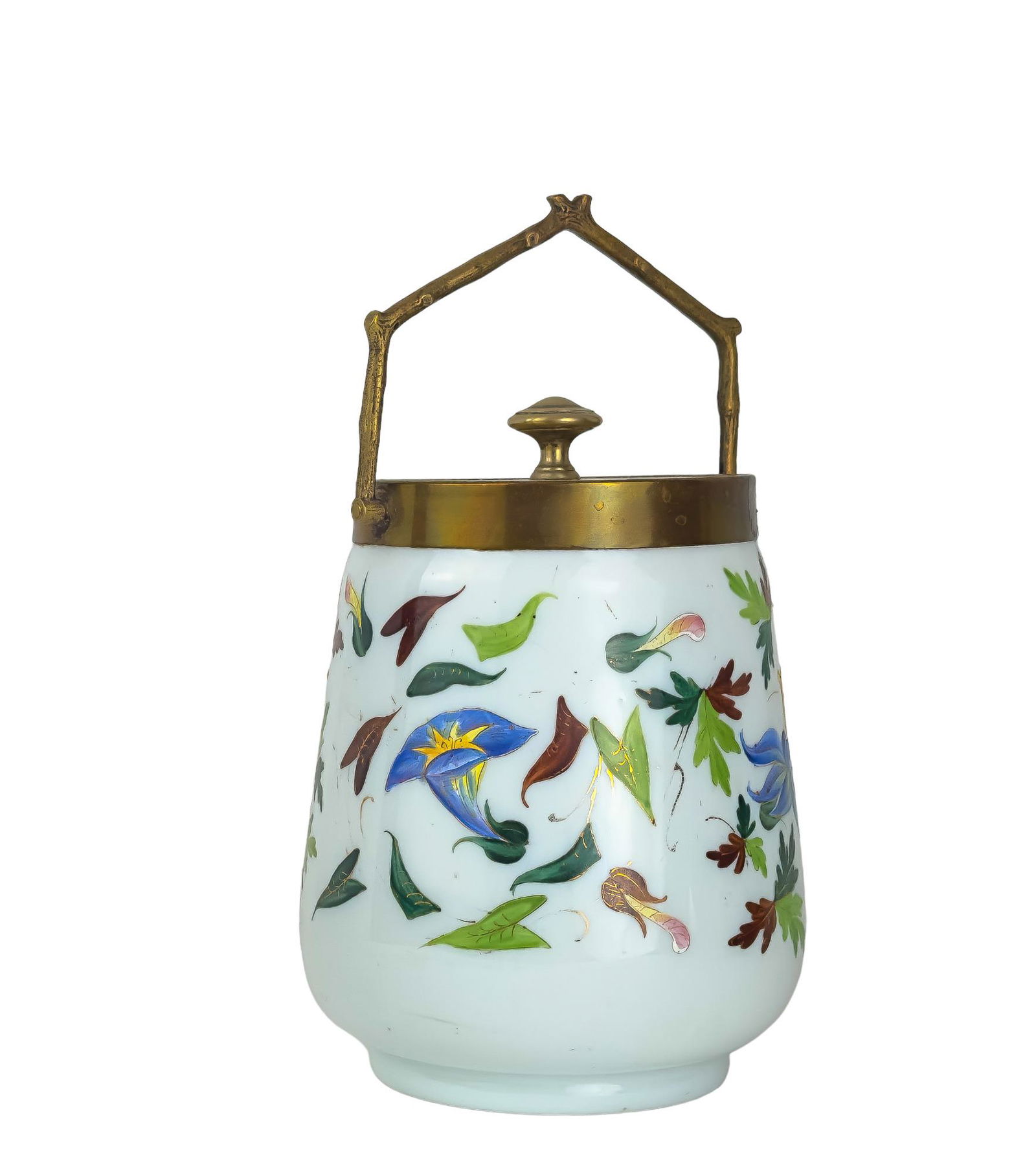 Handpainted Nouveau Opaline Biscuit Jar (1 of 14)