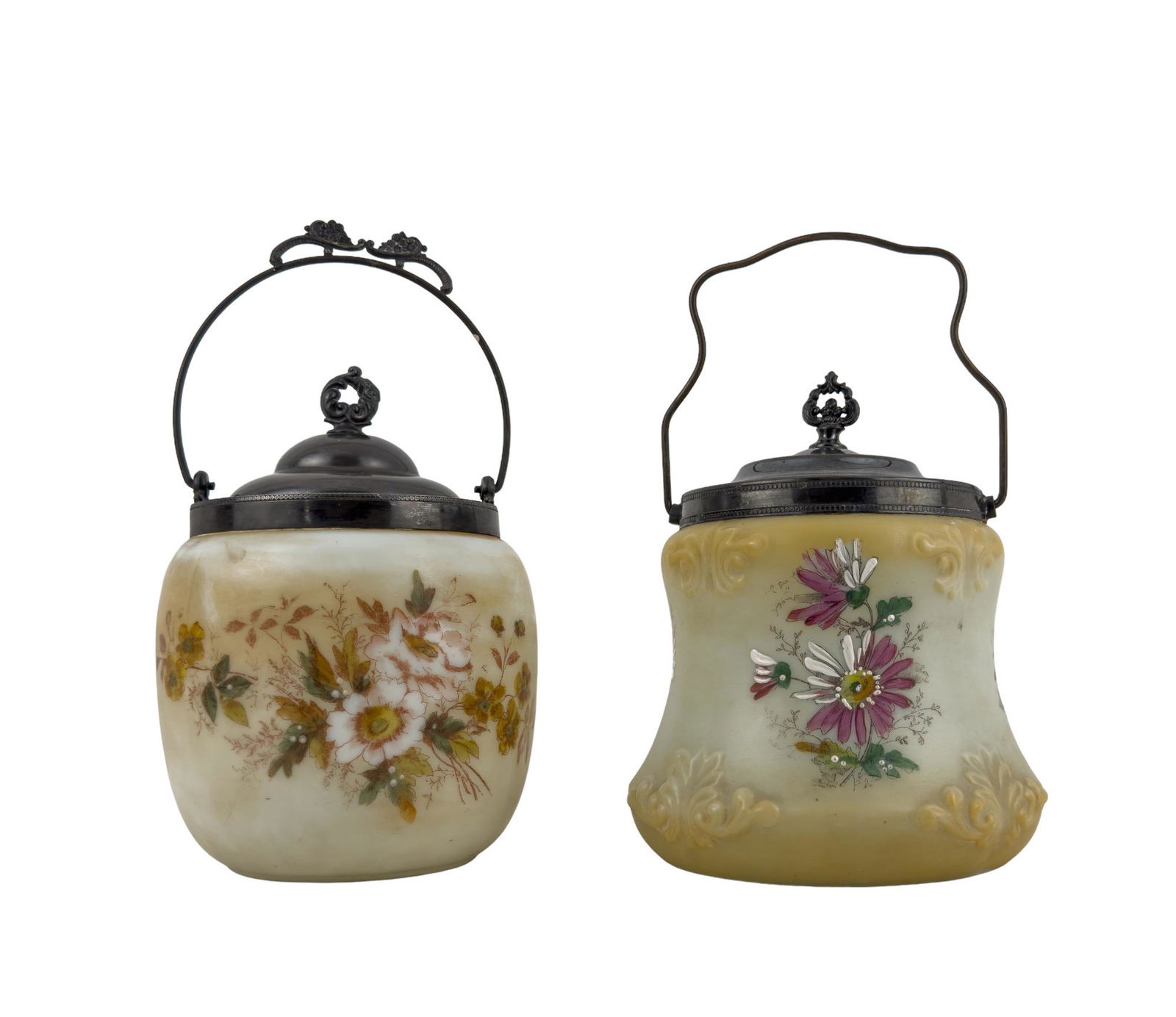 Antique Victorian Enameled Milk Glass Biscuit jars (1 of 10)