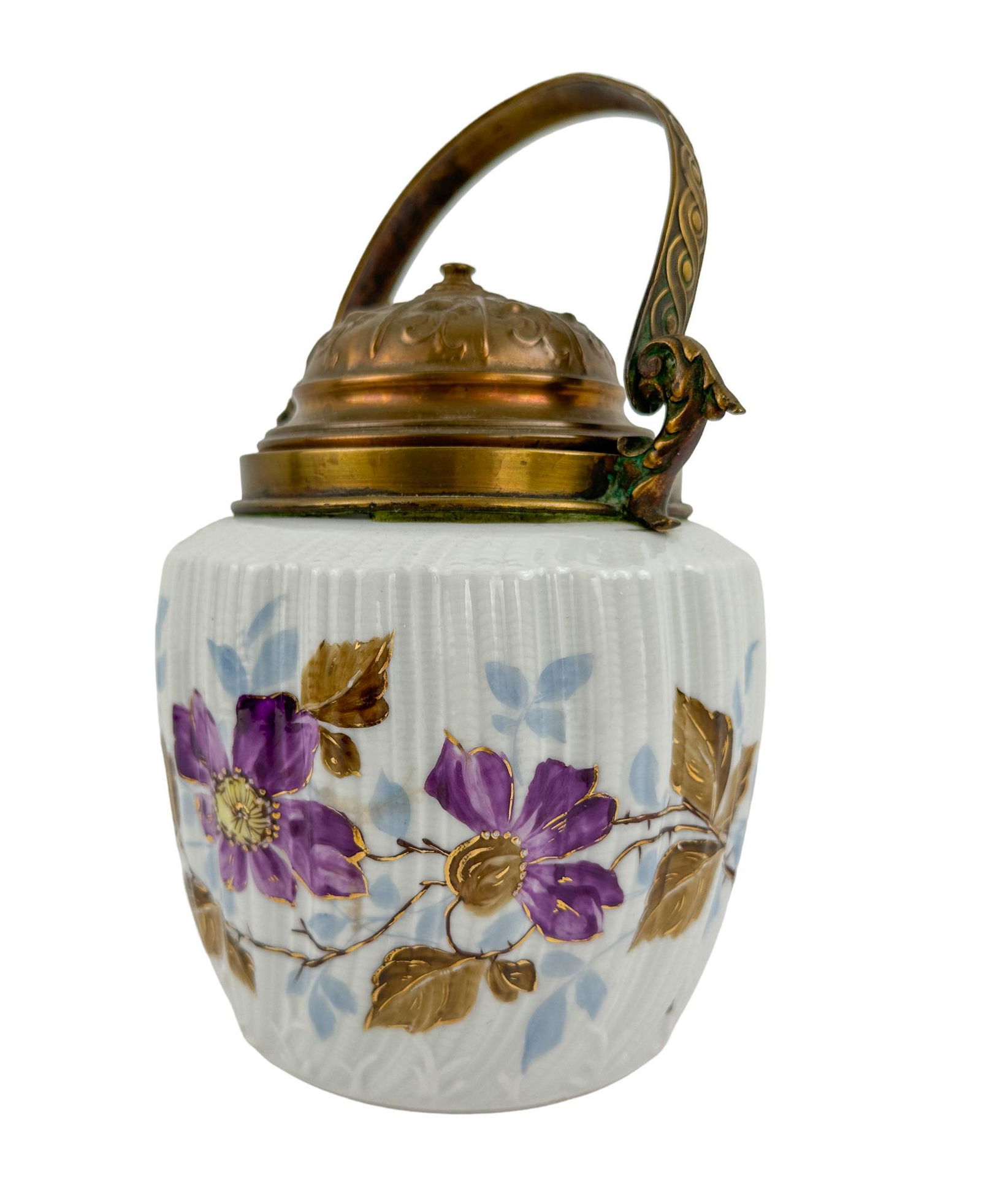 Antique Lustered Milk Glass Biscuit Jar (1 of 13)