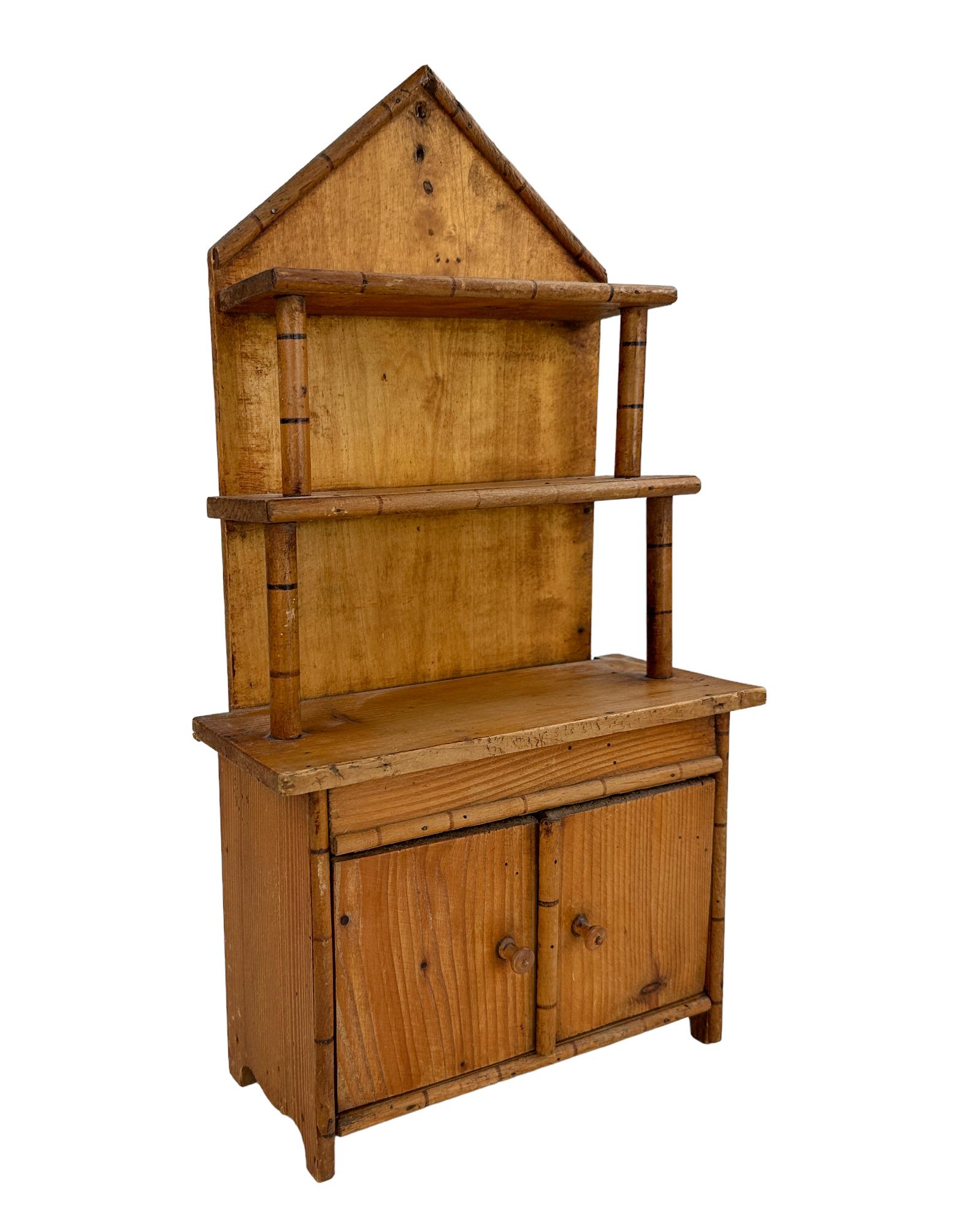 Antique French Miniature Maple Wood Kitchen Hutch (0086) on Jan 07