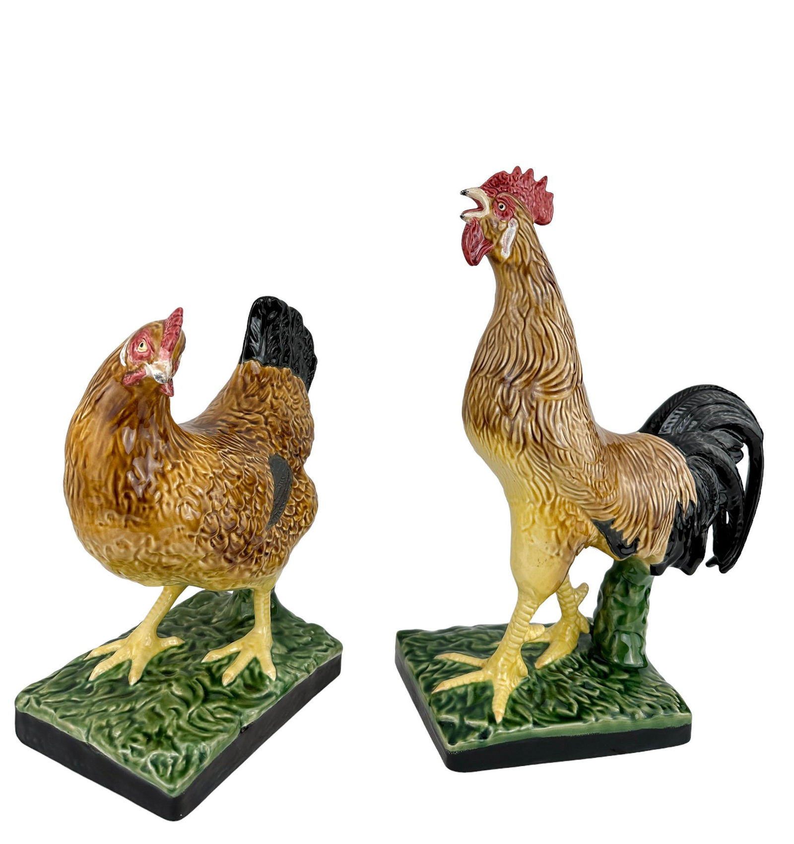 Large Bordallo Pinheiro Majolica Rooster and Hen (1 of 16)