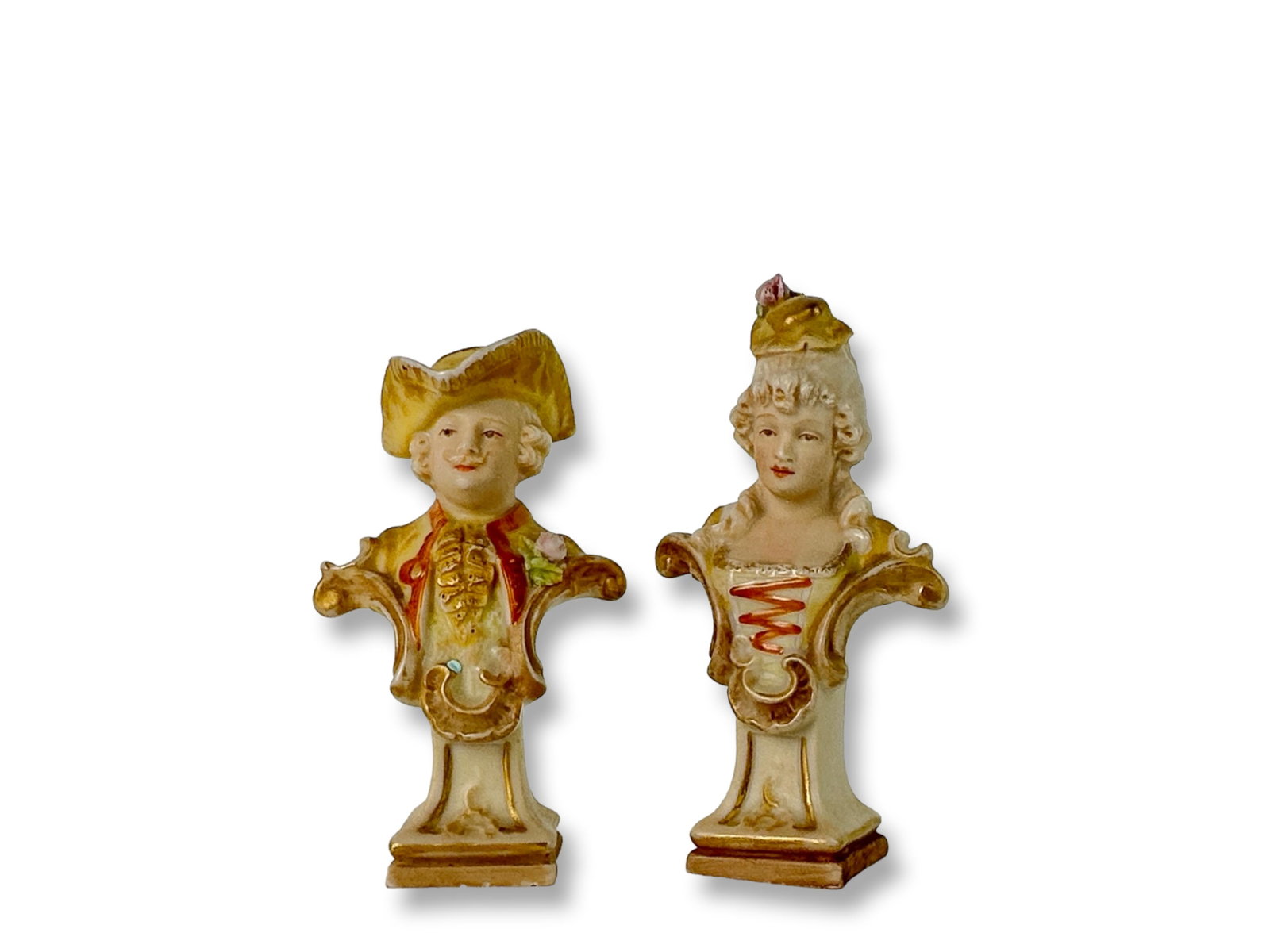 Royal Dux Bohemia Busts, 3 1/2" Tall: Pair of porcelain Royal Dux Bohemia Busts, Possibly Napoleon Bonaparte and Josephine Dimensions Width: Depth: Height: "