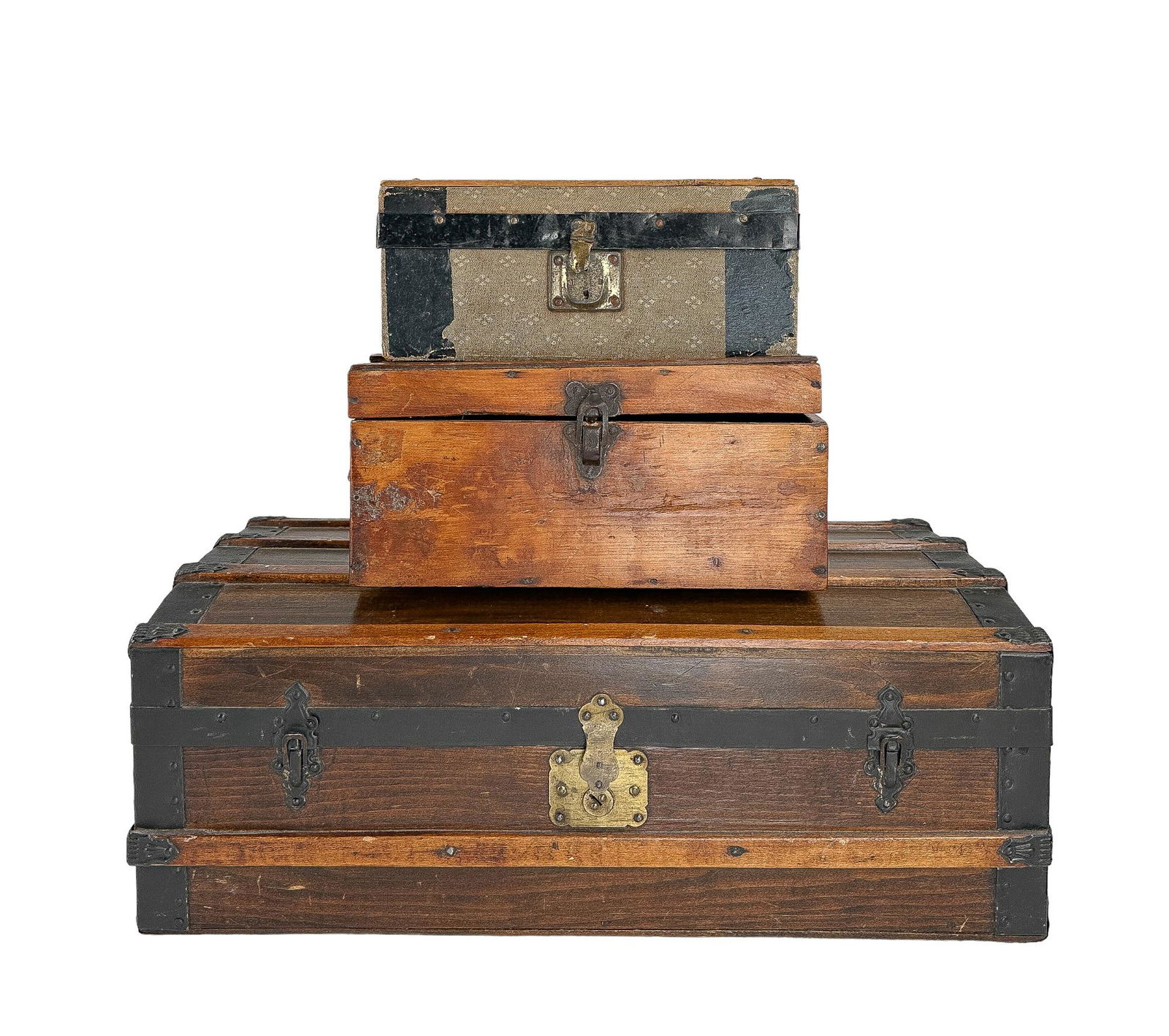 Three Antique Miniature Steam Trunks (1 of 14)