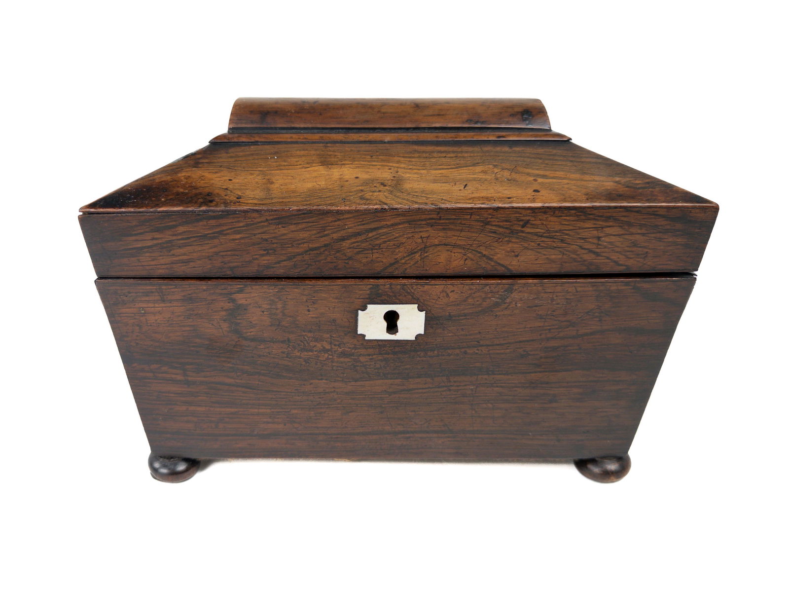Antique Tea Caddy with Black Walnut Veneer and Lock and Key (1 of 18)
