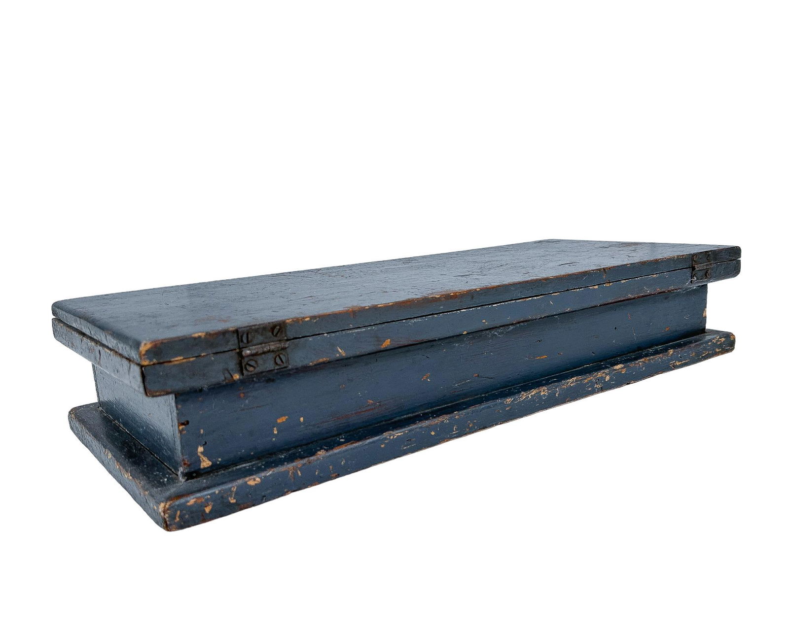 Antique American Wooden Toolbox Painted Grey Blue (1 of 12)