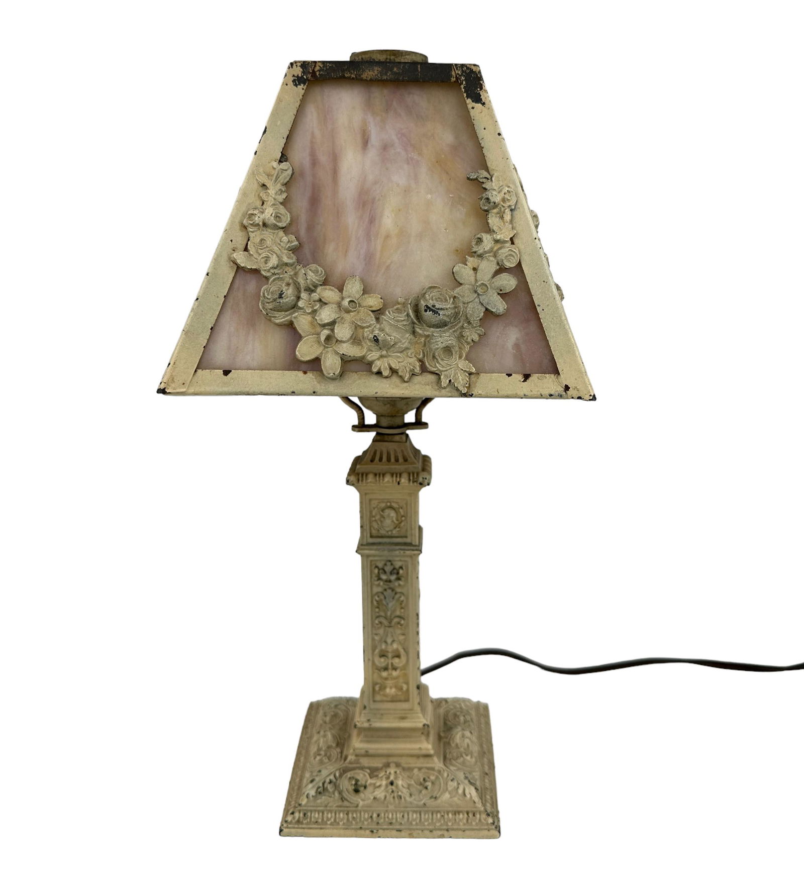 2nd Antique Art Nouveau Ronson A.M.W. Slag Glass Boudoir Lamp (1 of 10)