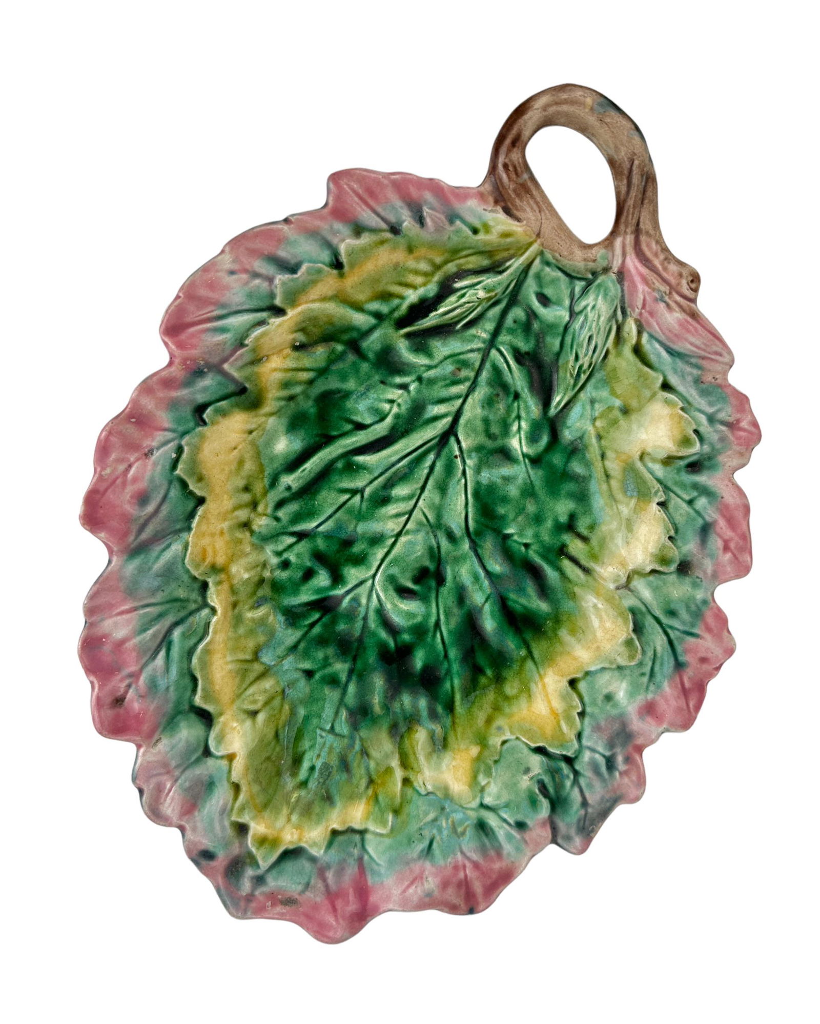 Large Vintage c. 1950's Etruscan Majolica Leaf Plate (1 of 6)