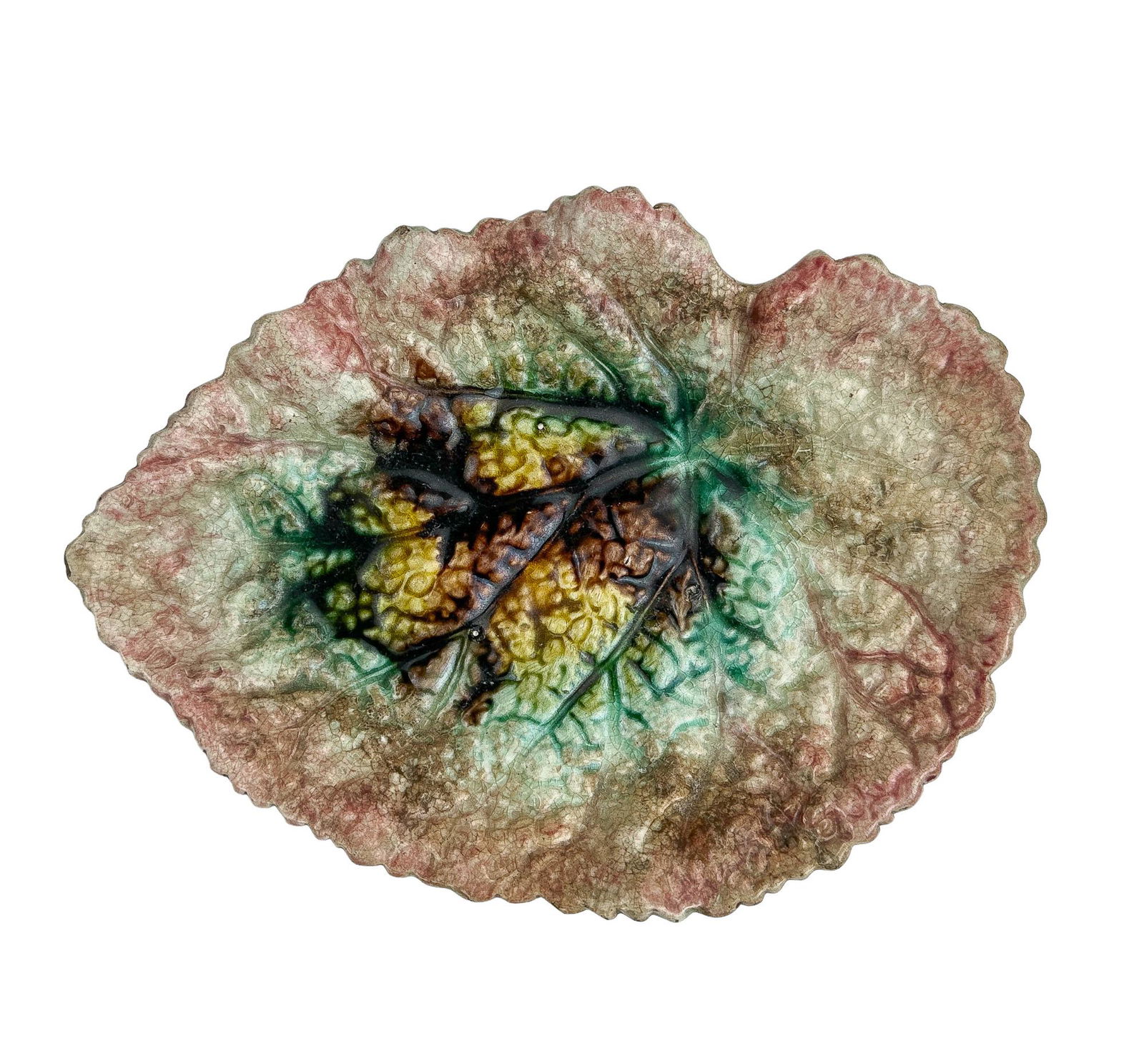 Large Antique Majolica Leaf Plate (1 of 8)