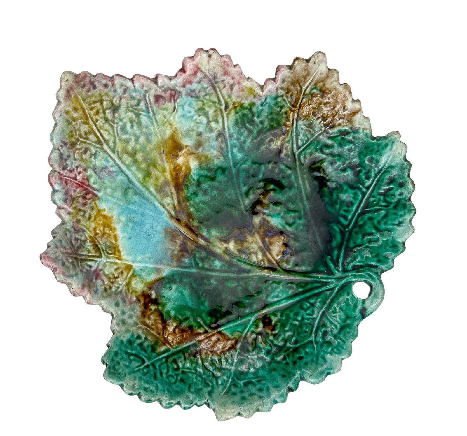 Large Antique Majolica Maple Leaf Plate (1 of 9)
