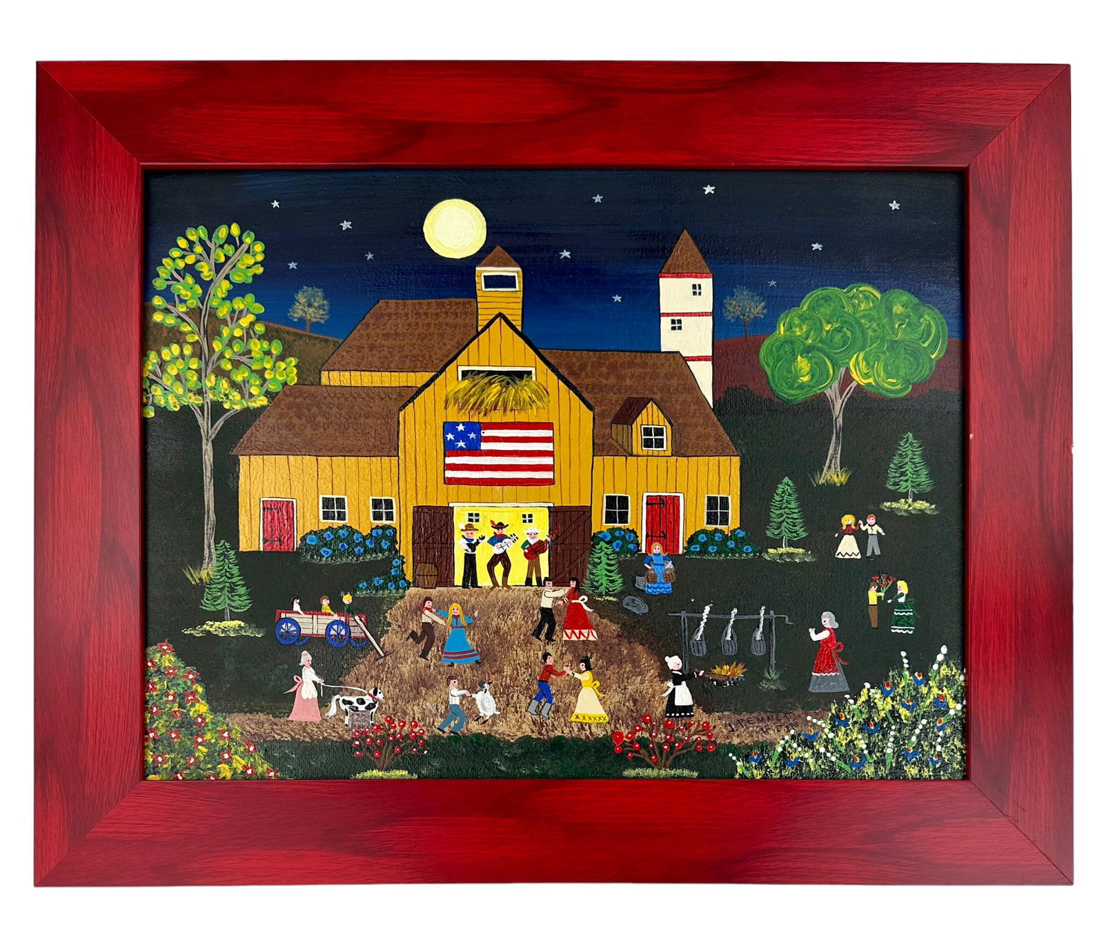 Outsider or Folk Art Painting, "Dancing With Ewe" J. Bennett Klein (1 of 2)