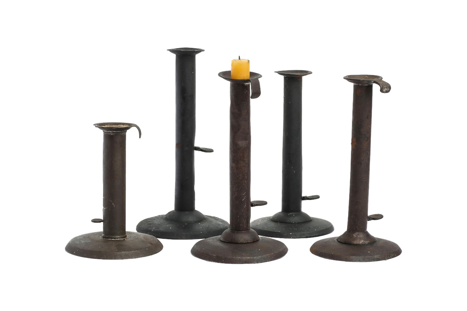 Early American Primitive Hogscraper Candlesticks (1 of 7)