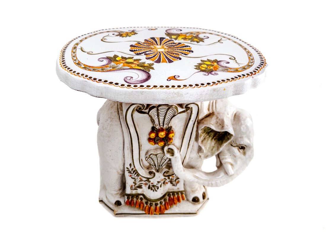 Italian Glazed Terracotta Elephant Form Garden Table (1 of 8)